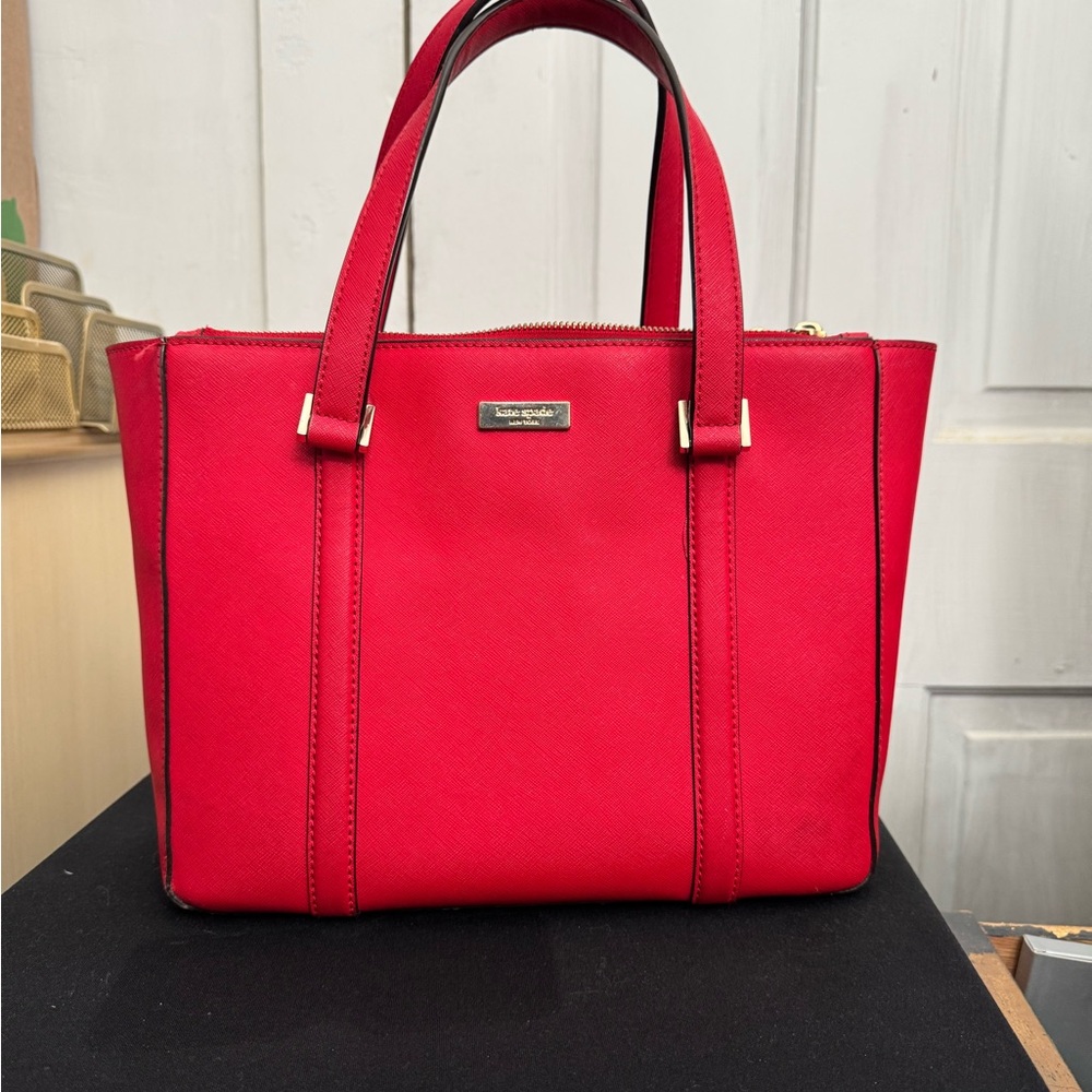 Kate Spade Red Structured Tote Bag